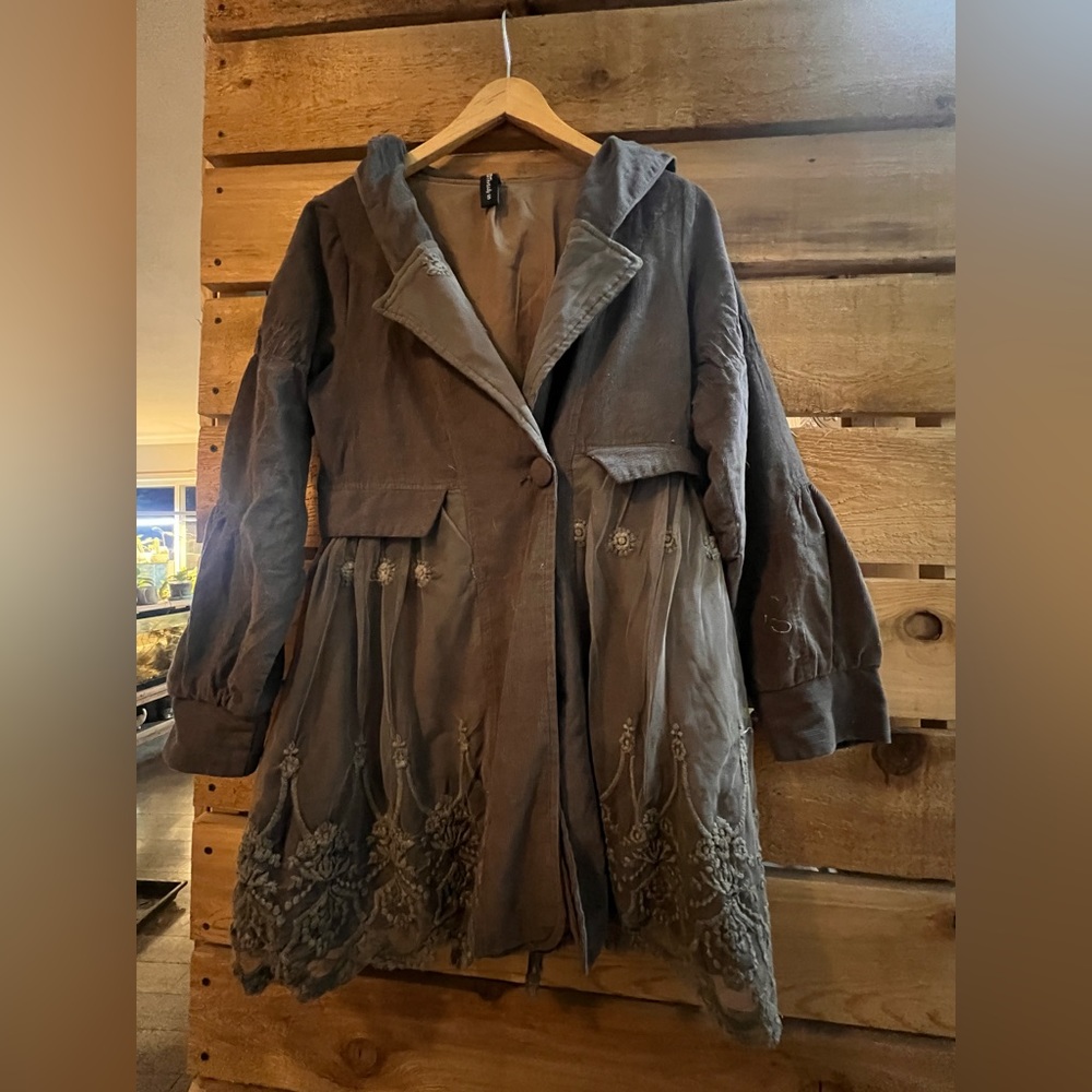 Sacred threads corduroy and lace jacket